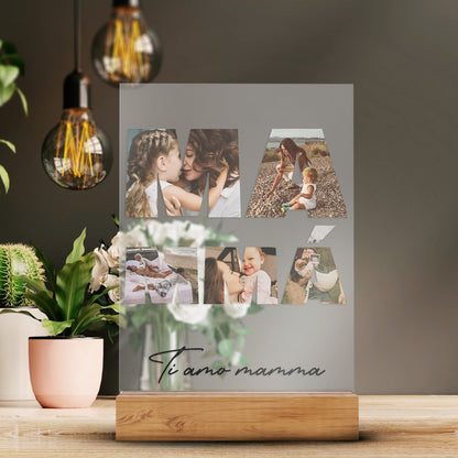 Targa Trasparente Personalizzata con Collage Foto Mamma