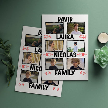 Poster Personalizzato per Famiglia con Griglia di Foto