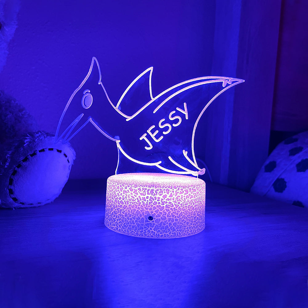 Luce Notturna a LED Personalizzata con Nome a Forma di Dinosauro