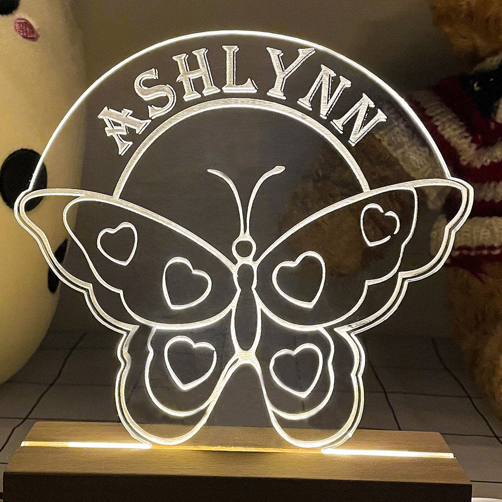 Lampada da Notte Personalizzata con Nome e Farfalla