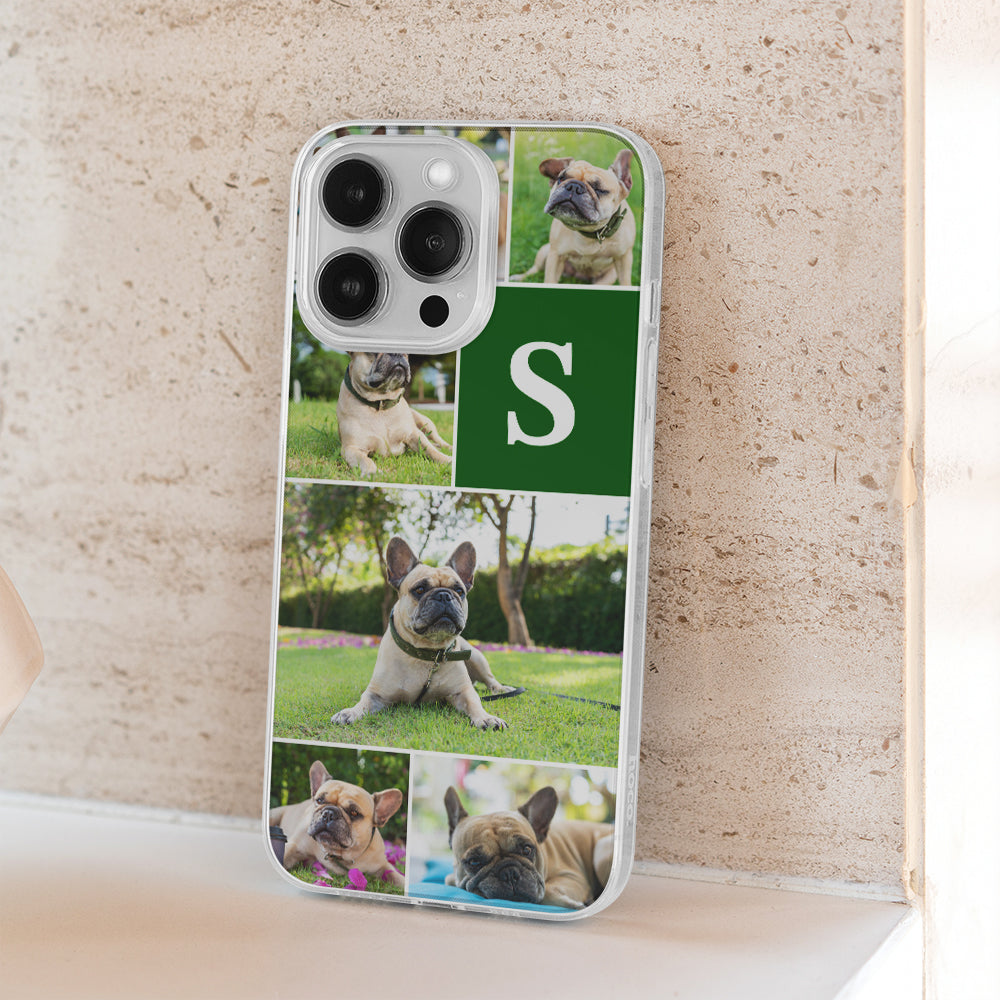Custodia iPhone Personalizzata Foto Griglia Lettera Iniziale