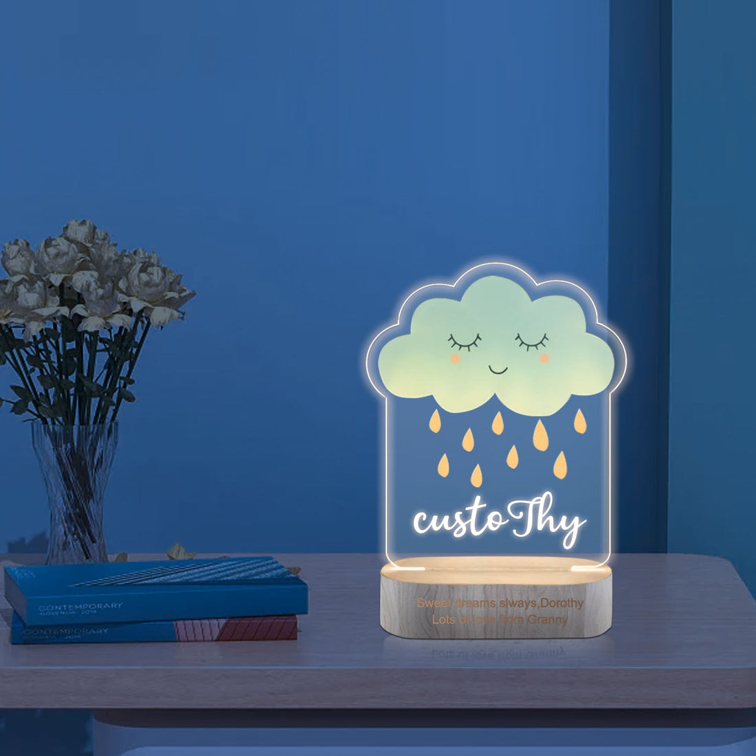 Luce Notturna Personalizzata per Bambini a Forma di Nuvola