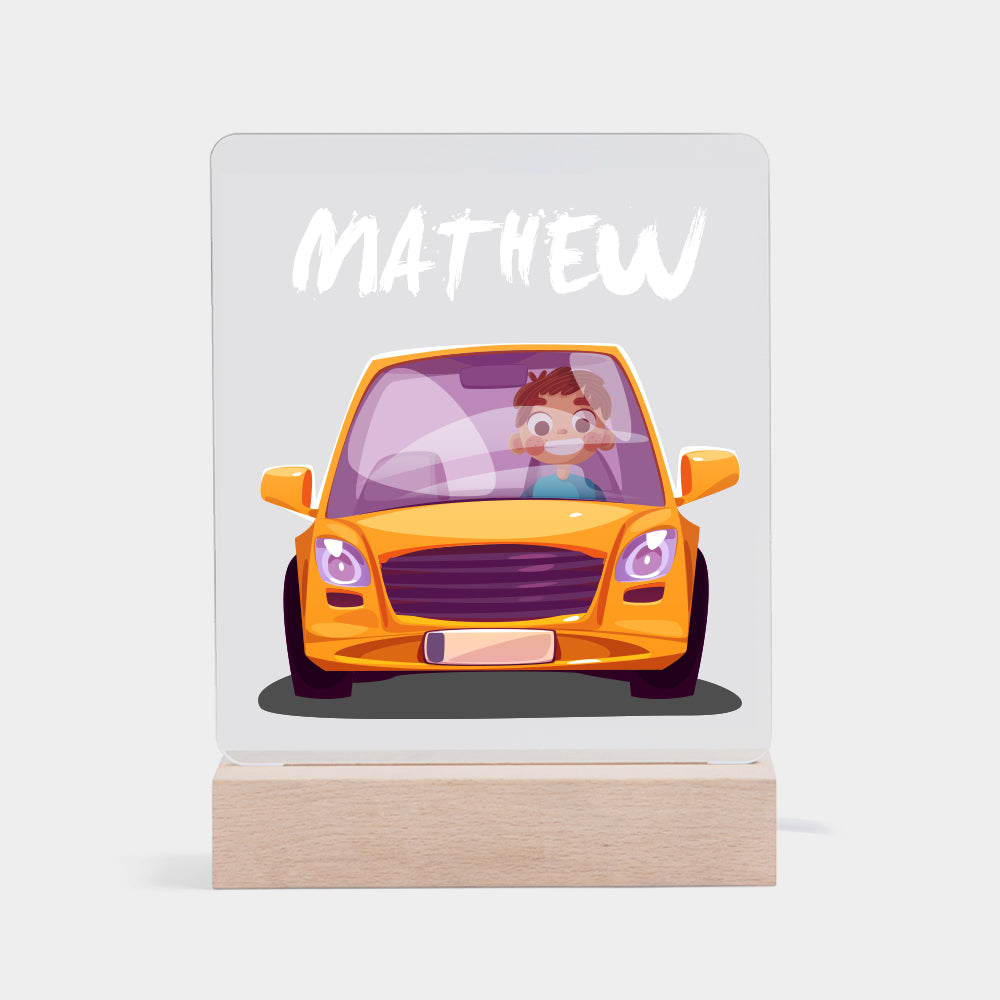 Lampada da Notte Personalizzata Per Bambini con Nome e Auto