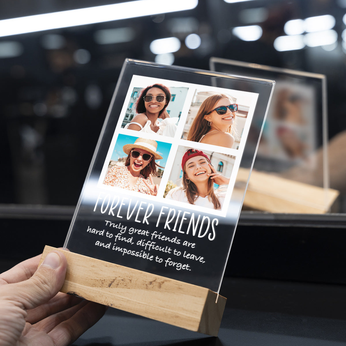 Targa Trasparente Personalizzata Collage Amici con Quattro Foto