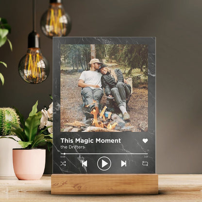 Targa Trasparente Spotify Personalizzata con Sfondo Marmo e Foto