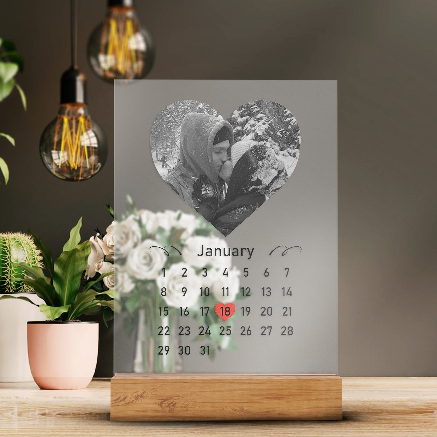 Targa Trasparente Personalizzata con Calendario e Foto