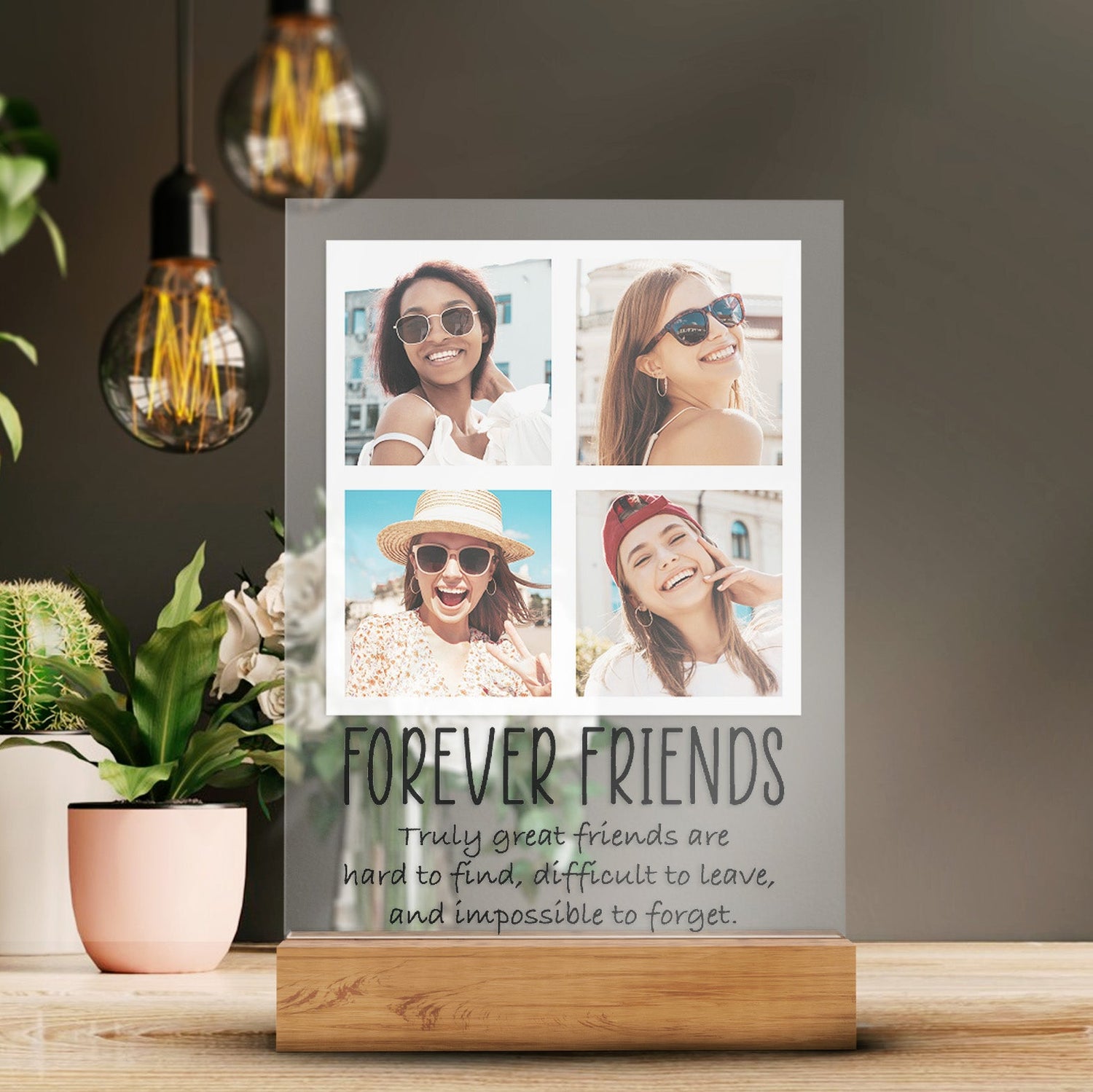 Targa Trasparente Personalizzata Collage Amici con Quattro Foto