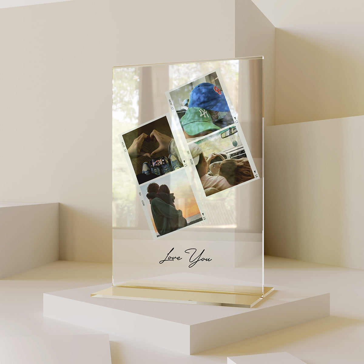Targa Fotos Polaroid Trasparente Personalizzata con Messaggio