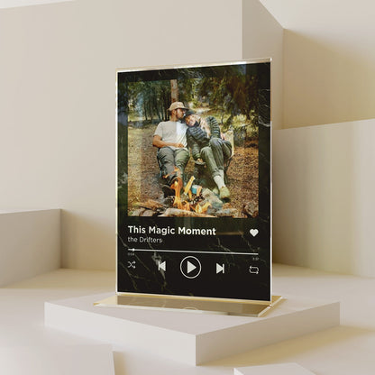 Targa Trasparente Spotify Personalizzata con Sfondo Marmo e Foto