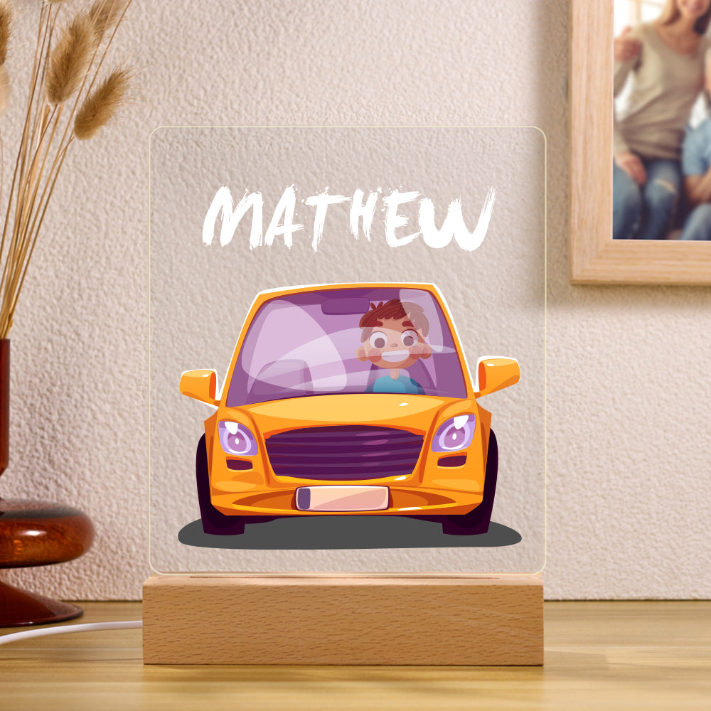 Lampada da Notte Personalizzata Per Bambini con Nome e Auto