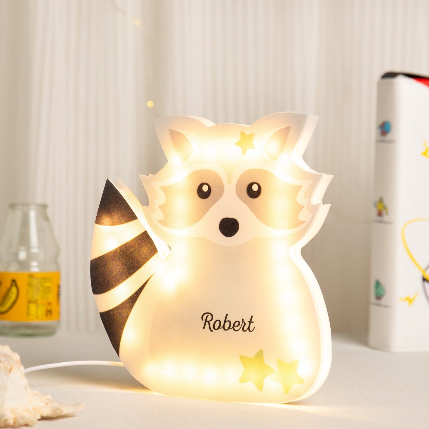 Luce Notturna Personalizzata con Nome a Forma di Procione
