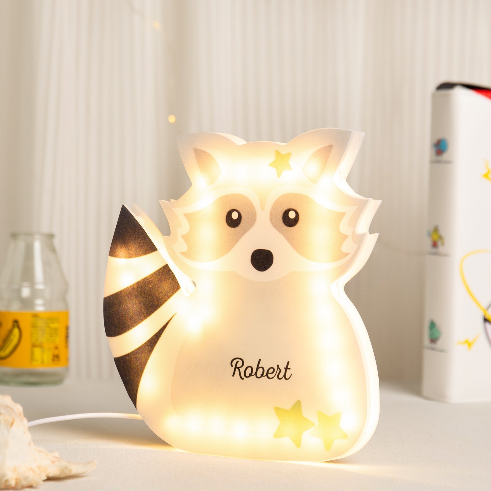 Luce Notturna Personalizzata con Nome a Forma di Procione