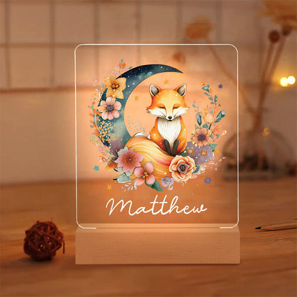 Luce Notturna Personalizzata per Bambini con Carino Volpe