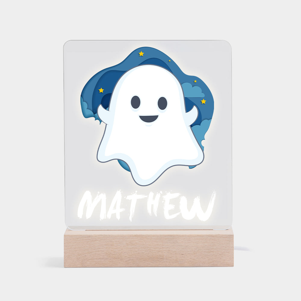 Luce Notturna Personalizzata per Bambini con Nome e Fantasma