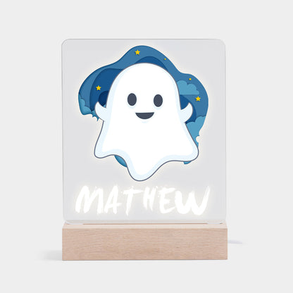 Luce Notturna Personalizzata per Bambini con Nome e Fantasma