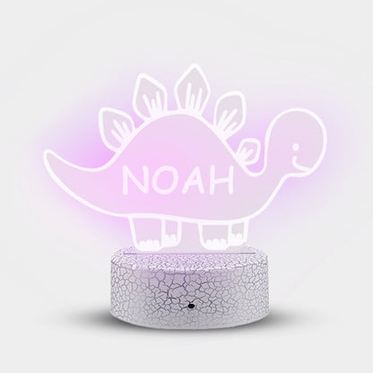 Luce Notturna a LED Personalizzata con Nome a Forma di Dinosauro