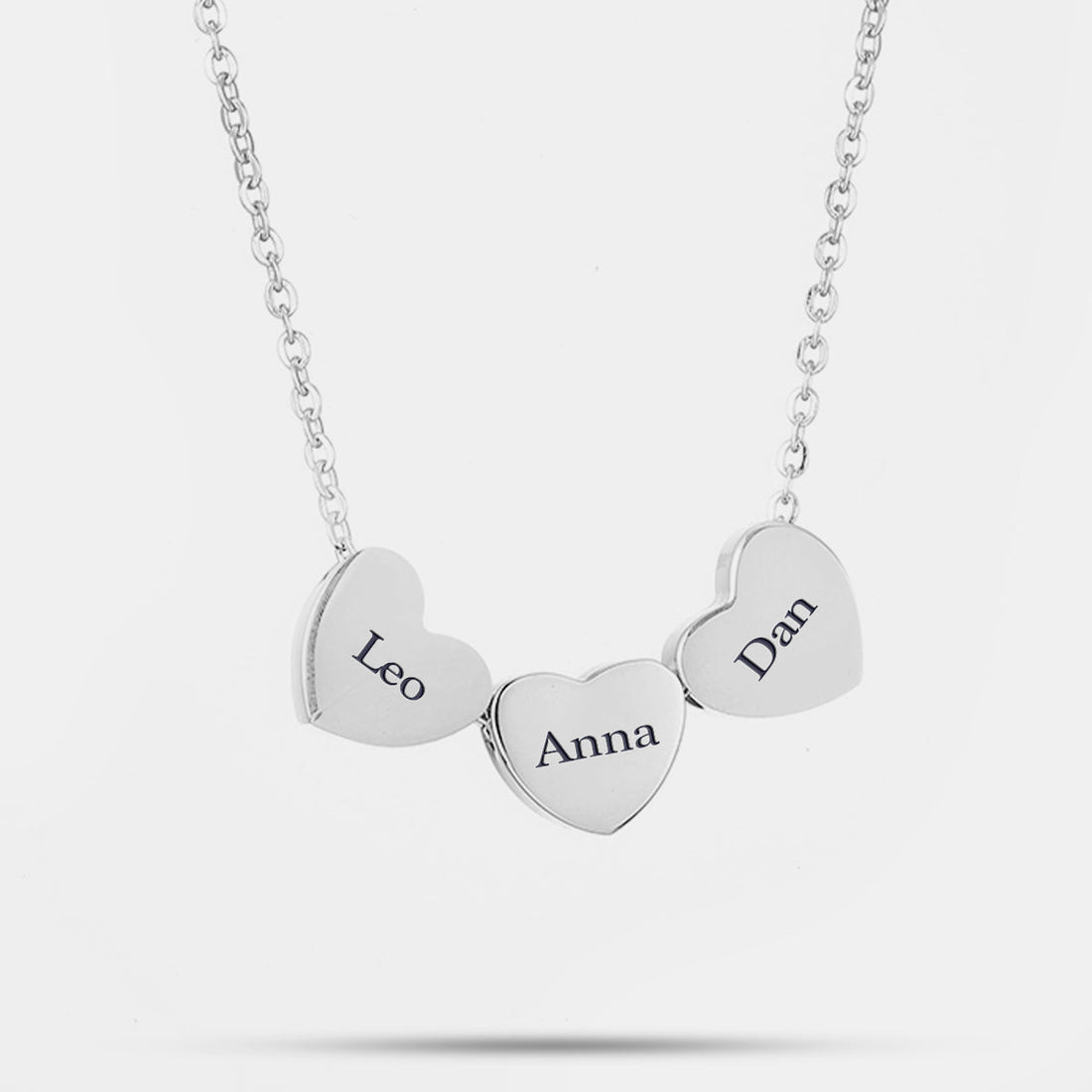 Collana Personalizzata Tre Cuori con Nome