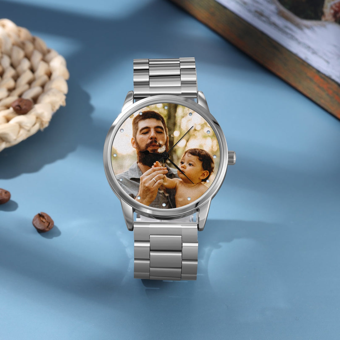 Orologio Personalizzato Con Foto Con Cinturino Acciaio Inossidabile Per Uomini