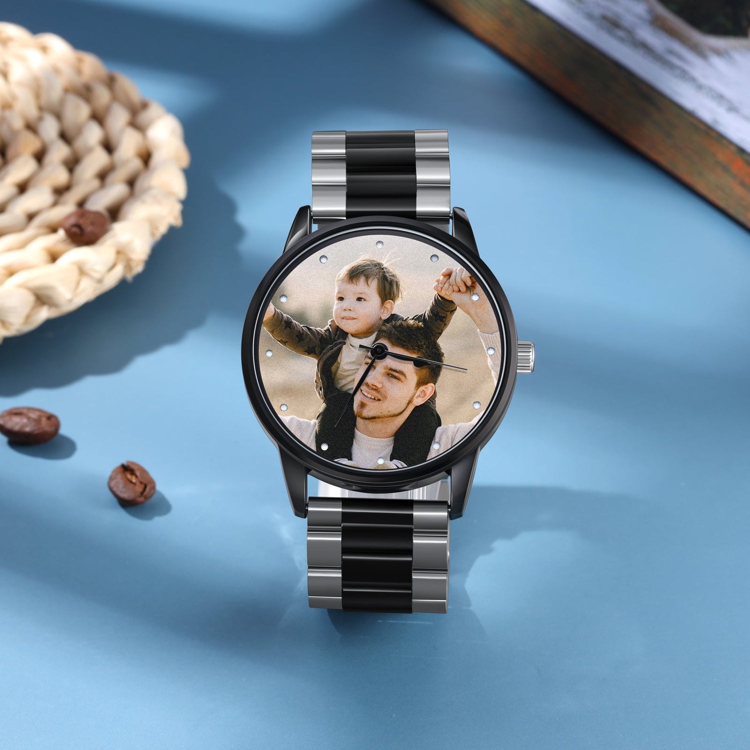 Orologio Personalizzato con Foto per Uomo con Cinturino in Acciaio Inossidabile